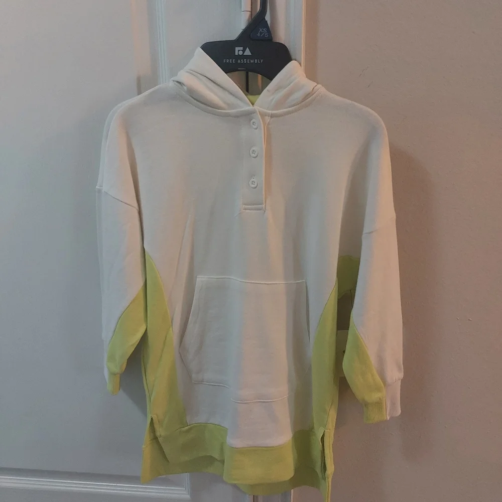 Free Assembly Girls Hoodie Dress Green and Cream Size XS 4/5 - Picture 10 of 10